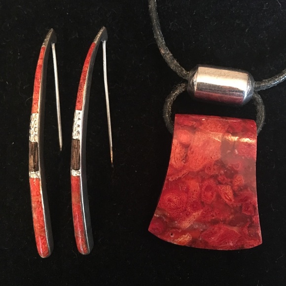 Silpada Jewelry - Silpada Sponge Coral and Black Leather Necklace